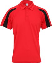 Awdis Gewoon Cool Mens Korte Mouw Contrast Paneel Poloshirt (Brand Rood/Jet Zwart)