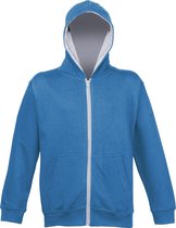 Awdis Kinder Unisex Varsity Hooded Sweatshirt / Hoodie / Zoodie / Schoolkleding (Sapphire Blue/Heather Grey)