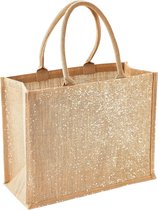Westford Mill Metalen Shimmer Jute Shopper/Totezakje (Natuurlijk Goud)