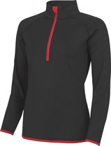 Awdis Gewoon Cool Womens/Ladies Half Zip Sweatshirt (Jet Zwart / Vuurrood)