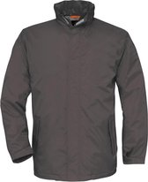 B&C Heren Ocean Shore Waterproof Hooded Fleece Lined Jacket (Donkergrijs)