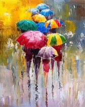 Schilderen op Nummer voor Volwassenen - L'art pour l'art® - Verven - 40x50 cm - 36 kleuren - Paraplu in Regen