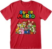 Nintendo Super Mario Heren Tshirt -2XL- Main Character Group Rood