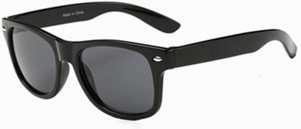Hidzo Kinder Zonnebril Wayfarer Zwart - UV 400 - Zwarte Glazen