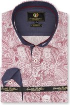 Heren Overhemd - Slim Fit - Paisley Kashmir - Rood - Maat XL