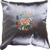 Fine Asianliving Decoratieve Kussen Chinese Bloemen Geborduurd LilacGrijs  40x40cm