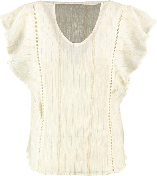 Aaiko ecru rekbaar blouse shirt met gouddraad - Maat XL | bol.com