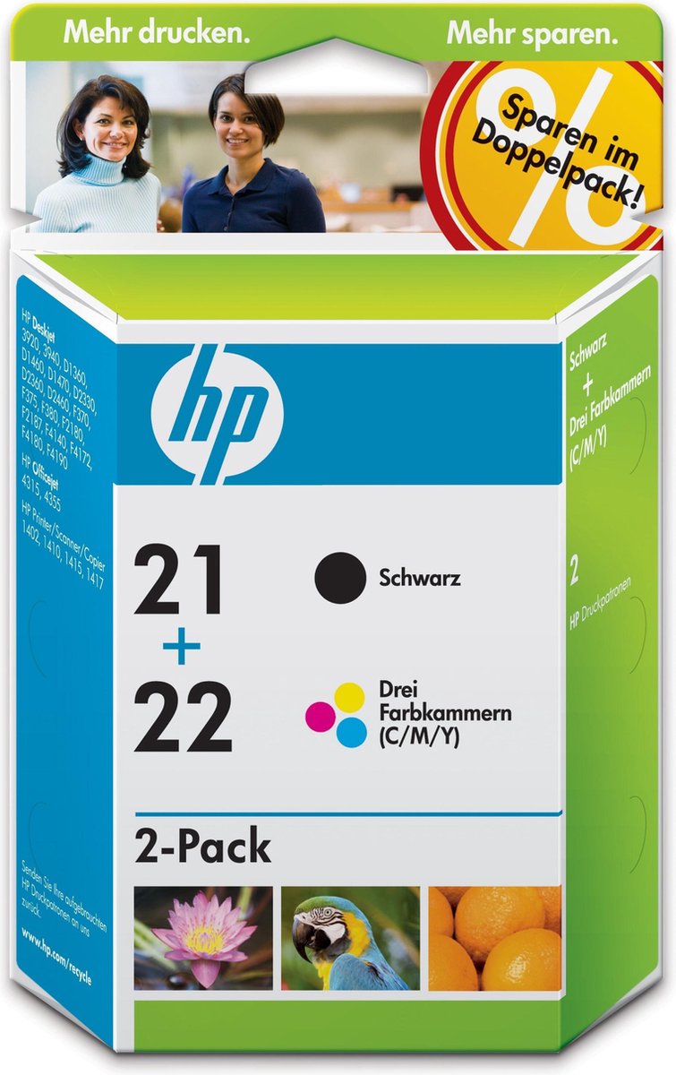 Cartouche d'encre HP Hewlett-Packard No°. 21;22 Noir+Couleur Twin Pack  SD367AE | bol.com