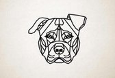 Line Art - Hond - Pitbull - S - 45x52cm - Zwart - geometrische wanddecoratie