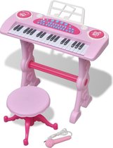 Speelgoed - keyboard - Met krukje - microfoon - karaoke - En 37 toetsen roze