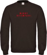 Kerst sweater zwart L - Merry Kissmyass - rood - soBAD. | Kersttrui soBAD. | kerstsweaters volwassenen | kerst hoodie volwassenen | Kerst outfit | Foute kerst truien