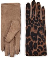 Dames handschoenen met Tijger print Bruin Khaki