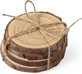 12x Ronde onderzetters van dennenhout 10 cm - Boomstamschijven - Onderzetter voor drinkglazen - Houten onderzettertjes set