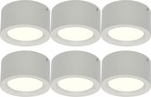 LED Downlight 6 Pack - Opbouw Rond Hoog 10W - Natuurlijk Wit 4200K - Mat Wit Aluminium - Ø140mm - BES LED