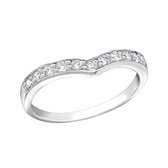 Ringen dames | Rhodium plated ring met cubic zirkonia stenen