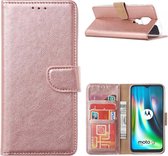 Xssive Hoesje voor Motorola Moto G9 Play - Book Case - Rose Goud