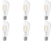 CALEX - LED Lamp 6 Pack - Filament ST64 - E27 Fitting - 6W - Warm Wit 2700K - Transparant Helder - BSE