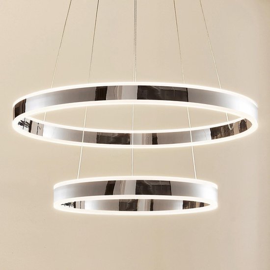 Lucande - Hanglampen- met dimmer - 2 lichts - metaal, acryl - chroom, wit gesatineerd - Inclusief lichtbronnen