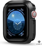 Strap-it Siliconen Case - Bescherming geschikt voor Apple Watch 4/5/6/SE case - Hoesje geschikt voor Apple Watch 44mm case - Zwart - iWatch cover voor maat 44 mm