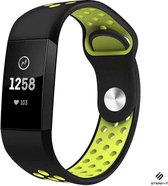 Siliconen Smartwatch bandje - Geschikt voor  Fitbit Charge 4 sportband - zwart geel - Maat: S - Strap-it Horlogeband / Polsband / Armband