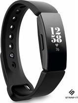 Siliconen Smartwatch bandje - Geschikt voor  Fitbit Inspire / Inpsire HR / Inspire 2 siliconen bandje - zwart - Maat: S - Strap-it Horlogeband / Polsband / Armband