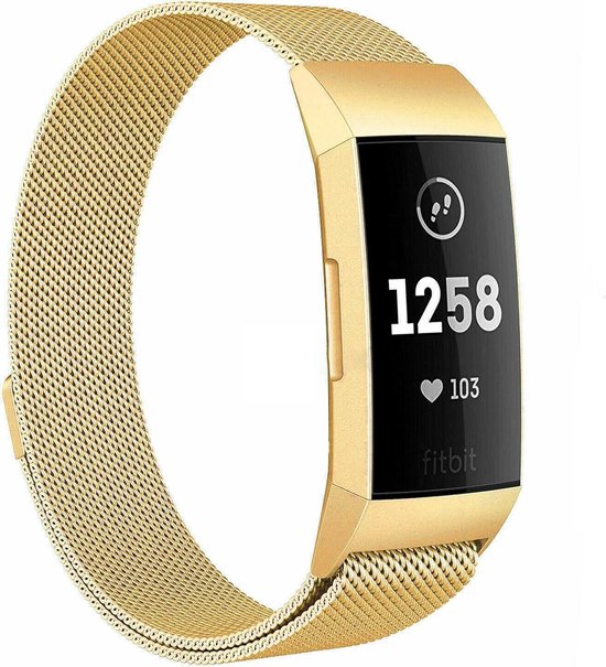 Fitbit Charge 4 Milanese band - goud - Maat: S | bol.com