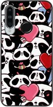 ADEL Siliconen Back Cover Softcase Hoesje Geschikt voor Huawei P30 Lite - Panda Hartjes