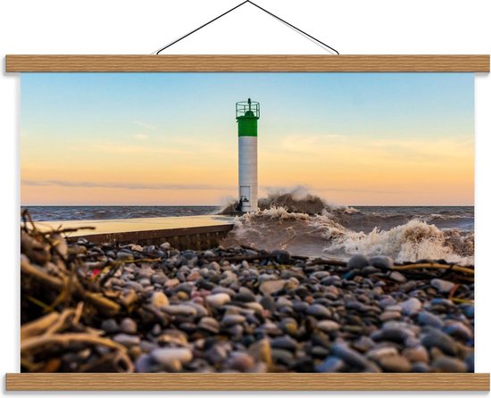 Foto: Schoolplaat vuurtoren met kiezels 60x40cm foto op textielposter wanddecoratie op schoolplaat 