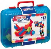 Bristle Blocks De Luxe - Nopper Bouwspeelgoed - 113 stuks – Grote Koffer Bouwen - Blauw