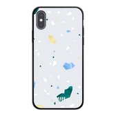 6F hoesje - geschikt voor iPhone X -  TPU Case - Terrazzo N°2 #ffffff