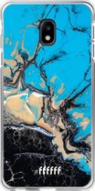 Samsung Galaxy J3 (2017) Hoesje Transparant TPU Case - Blue meets Dark Marble #ffffff