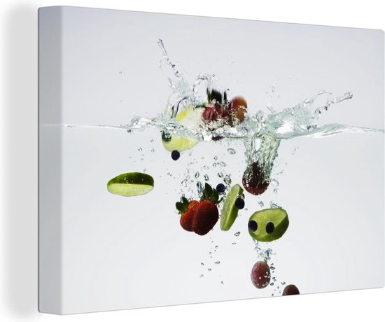 Canvas Schilderij Fruit - Water - Limoen - 30x20 cm - Wanddecoratie