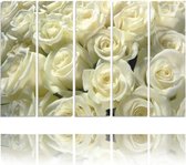 Schilderij Witte Rozen, 5 luik, 4 maten, premium print, wanddecoratie