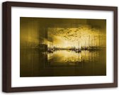 Foto in frame Baai met boten, 120x80, geel, Premium print
