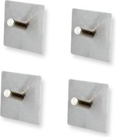 Confortime  Handdoekhaakjes vierkant zelfklevend   - Zilver - Ophangen zonder boren - 4 stuks (set)