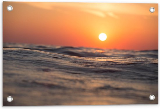 Tuinposter – Zon achter de Zee - 60x40cm Foto op Tuinposter  (wanddecoratie voor buiten en binnen)