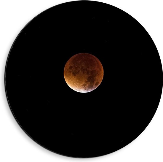 Dibond Wandcirkel - Volle Maan op Zwarte Achtergrond  - 40x40cm Foto op Aluminium Wandcirkel (met ophangsysteem)