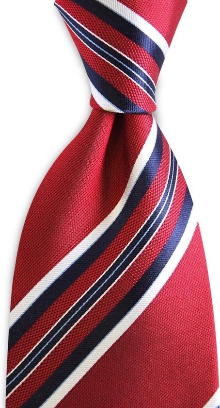 We Love Ties - Stropdas The Merge - geweven zuiver zijde - rood / blauw / wit