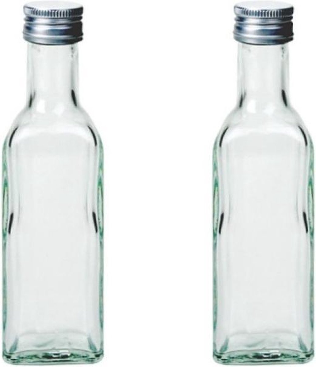2x Flacons en Verres avec bouchon à vis Carré 100 ml Flacons / flacons en verre...