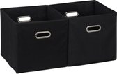 Relaxdays opbergbox stof - set van 2 - opvouwbaar - opbergmand - 30 cm - kast organizer - zwart
