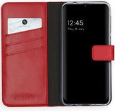 Selencia Hoesje Geschikt voor Samsung Galaxy M31 Hoesje Met Pasjeshouder - Selencia Echt Lederen Bookcase - Rood