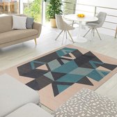 Florence Modern Vloerkleed - Cream / Turquoise / Grijs - 120x170 cm