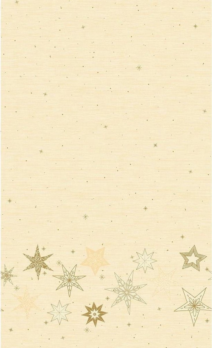 2x Kerst thema tafellakens/tafelkleden beige met sterren 138 x 220 cm - Kerstdiner tafeldecoratie versieringen - Tafelversiering