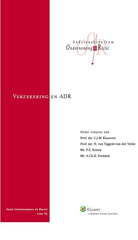 Onderneming en recht 83 - Verzekering en ADR - cover