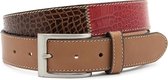 JV Belts Heren riem patchwork - heren riem - 3.5 cm breed - Multicolor - Echt Leer - Taille: 90cm - Totale lengte riem: 105cm