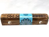 HOUTEN WIEROOKDOOS - WIEROOKBRANDER - BEWAARDOOS - YIN YANG