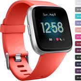 Bandje Voor Fitbit Versa Sport Band - Oranje Rood - Maat: ML - Horlogebandje, Armband