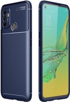 Oppo A53 / A53s Hoesje Siliconen Carbon TPU Back Cover Blauw