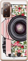 Samsung S20 FE hoesje siliconen - Hippie camera | Samsung Galaxy S20 FE case | Roze | TPU backcover transparant