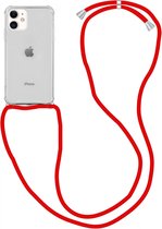 Apple iPhone 12 / 12 Pro Hoesje Back Cover met Koord Rood